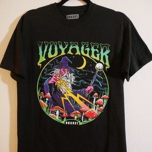 VOYAGER BOXSET PSYCHADELIC WIZARD 1970 HIPPIE TATTOO BLACK MEDIUM COTTON T SHIRT
